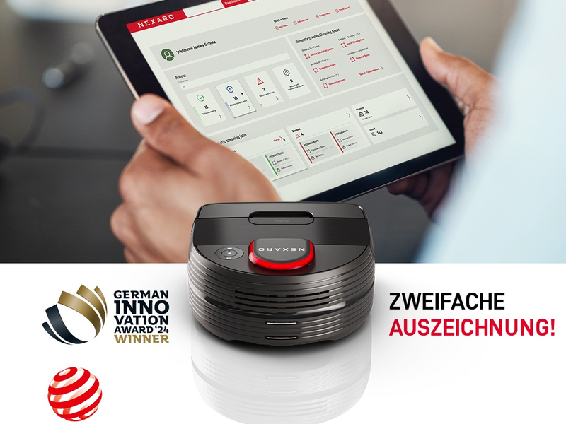Zweifache Auszeichnung für Nexaro: B2B Saugroboter Nexaro NR 1500 mit Red Dot Design Award und Nexaro HUB mit German Innovation Award prämiert - Foto: presseportal.de