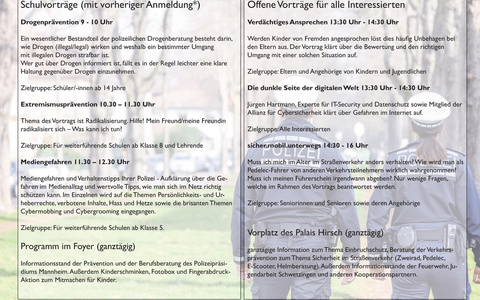 POL-MA: Schwetzingen: Besuchen Sie uns am Tag der Prävention! Vielfältige Informationsthemen, Vorträge und Mitmachprogramme für Kinder - Foto: presseportal.de