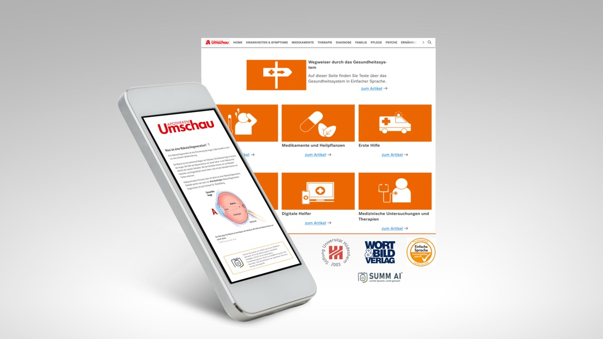 Zum Internationalen Tag der Leichten Sprache: apotheken-umschau.de veröffentlicht erstmals Gesundheitstexte, die mit KI-Unterstützung barrierefrei gestaltet wurden - Foto: presseportal.de
