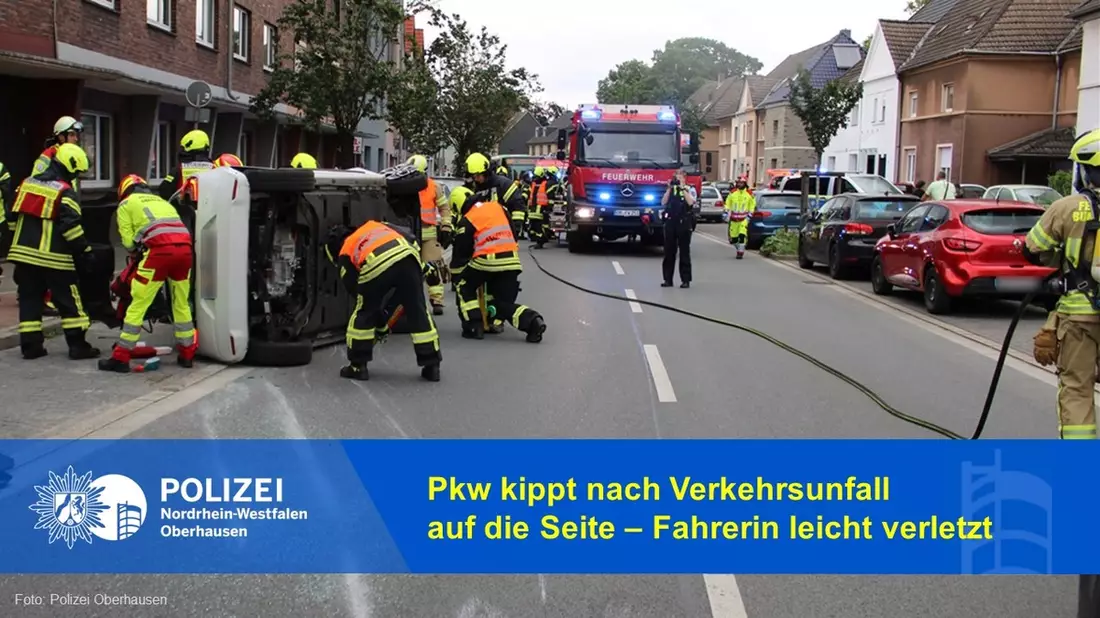 POL-OB: Pkw kippt nach Verkehrsunfall auf die Seite - Fahrerin leicht verletzt - Bild: presseportal.de