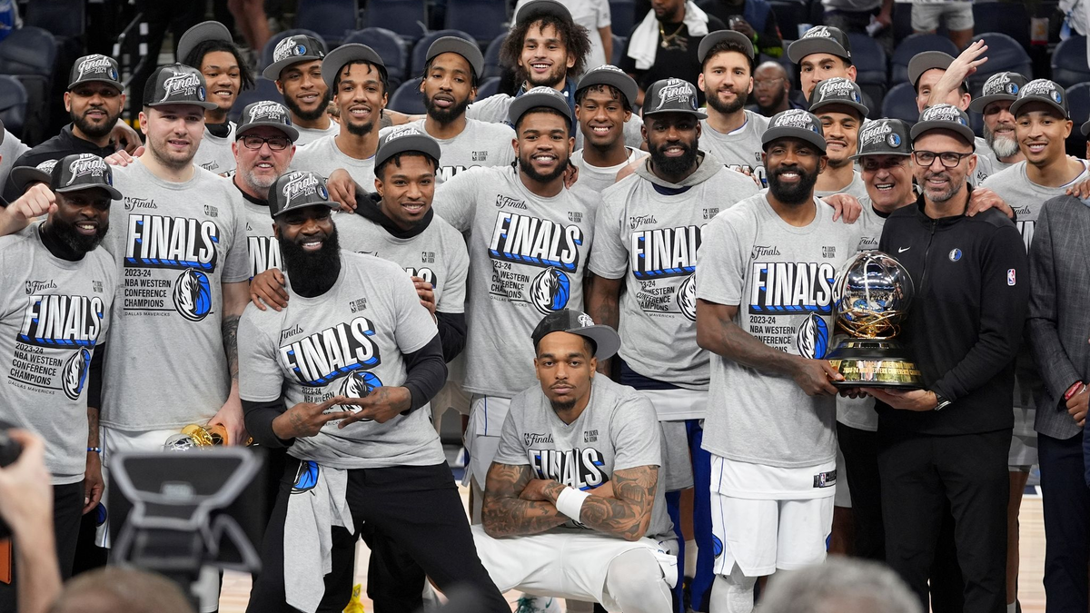 Die Dallas Mavericks feiern den Einzug in die  NBA-Finals. - Foto: Abbie Parr/AP