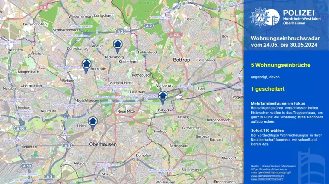 POL-OB: Wohnungseinbruchsradar in Oberhausen - Bild: presseportal.de