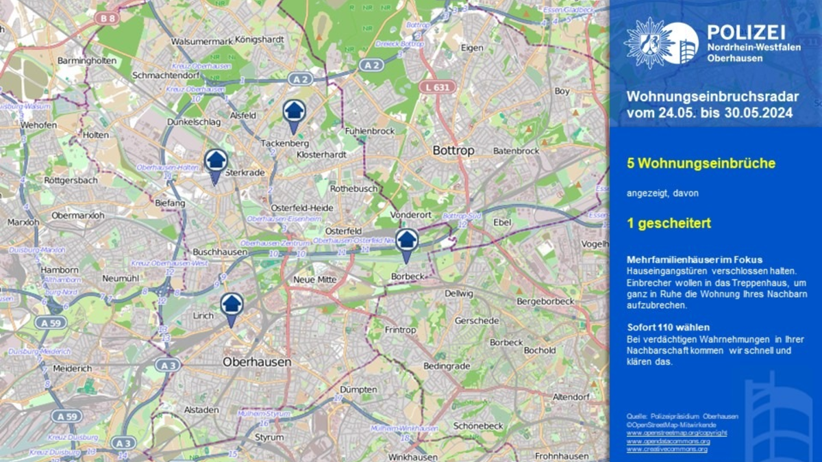 POL-OB: Wohnungseinbruchsradar in Oberhausen - Foto: presseportal.de