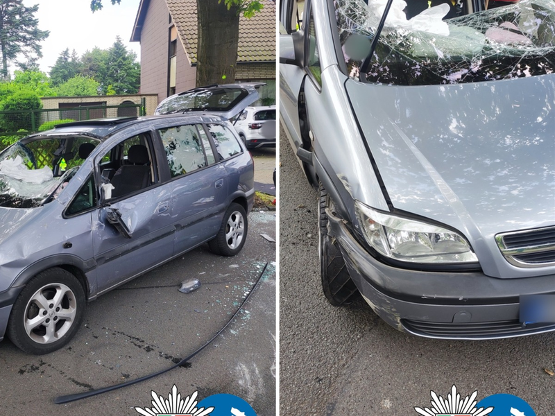 POL-DU: Neumühl: Auto kommt von der Fahrbahn ab und überschlägt sich - drei Leichtverletzte - Foto: presseportal.de