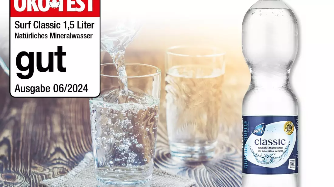 NORMA-Wasser der Eigenmarke SURF überzeugt im ÖKO-TEST: Classic Natürliches Mineralwasser mit gut ausgezeichnet / Natürlich, rein und zu Discount-Preisen - Bild: presseportal.de