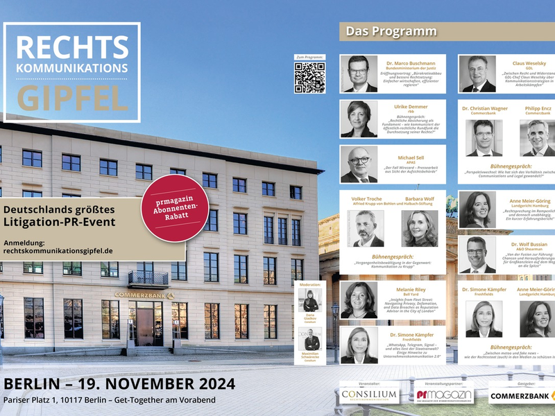 Rechtskommunikationsgipfel am 19. November 2024 in Berlin / Jetzt anmelden - Foto: presseportal.de