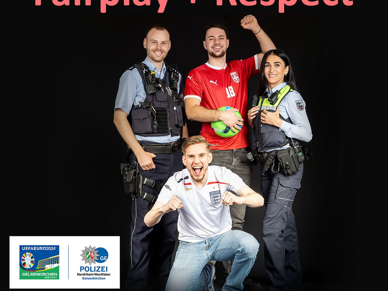 POL-GE: Polizei und Stadt zeigen zur Europameisterschaft Gesichter für Fairplay + Respect - Foto: presseportal.de