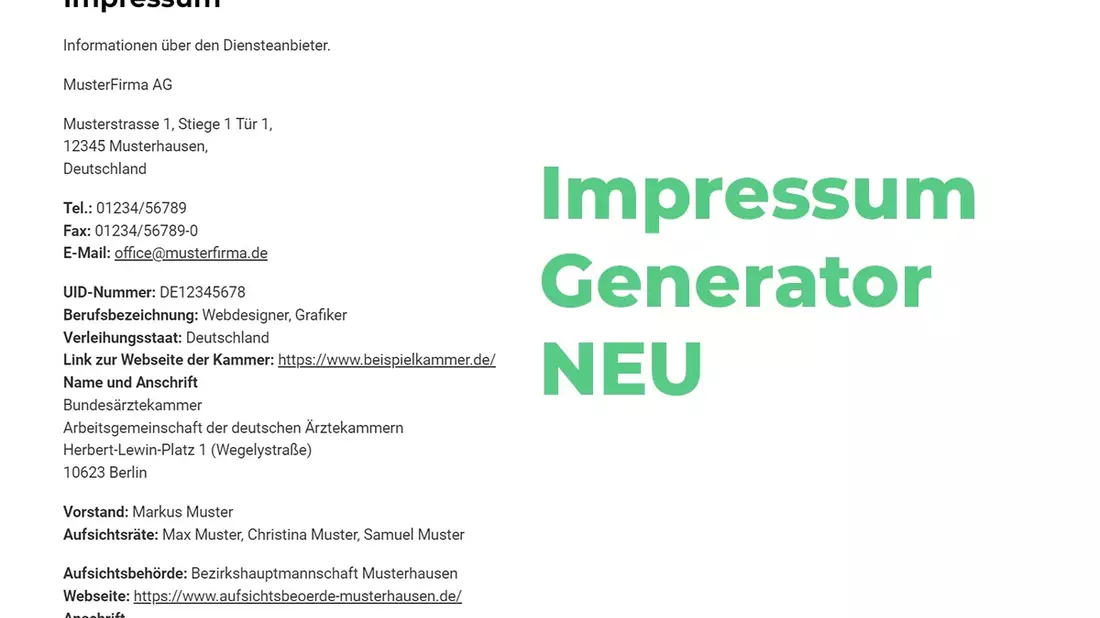 AdSimple stellt aktualisierten Impressum Generator für Deutschland vor - Bild: presseportal.de