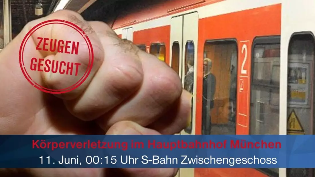 Bundespolizeidirektion München: 41-Jähriger nach Konzertbesuch im Münchner Hauptbahnhof niedergeschlagen / Zeugenaufruf und Appell an den Tatverdächtigen - Bild: presseportal.de