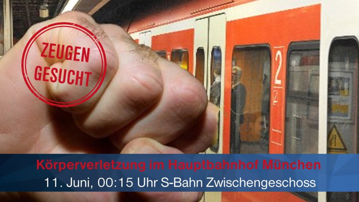 Bundespolizeidirektion München: 41-Jähriger nach Konzertbesuch im Münchner Hauptbahnhof niedergeschlagen / Zeugenaufruf und Appell an den Tatverdächtigen - Foto: presseportal.de