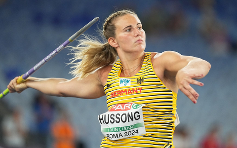 Die 30-jährige Christin Hussong warf in Rom mit 61,92 Metern ihre Saisonbestleistung. - Foto: Michael Kappeler/dpa Die 30-jährige Christin Hussong warf in Rom mit 61,92 Metern ihre Saisonbestleistung. - Foto: Michael Kappeler/dpa