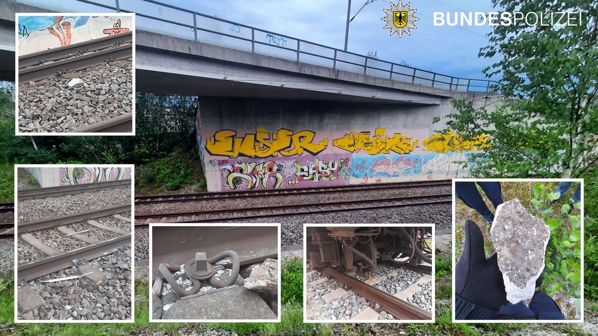 Bundespolizeidirektion München: Schottersteine und Geäst auf den Schienen Gefährlicher Eingriff in den Bahnverkehr bei Allach - Bundespolizei sucht Zeugen - Foto: presseportal.de