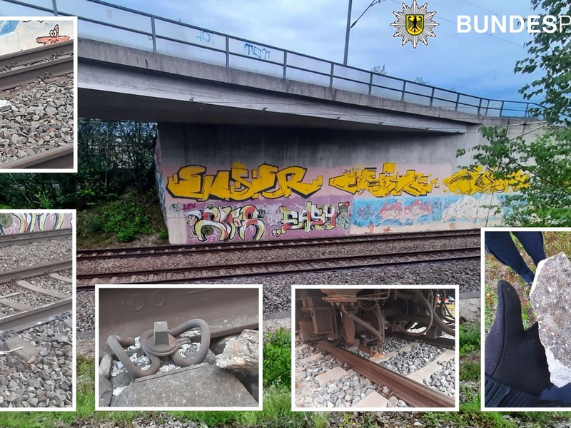 Bundespolizeidirektion München: Schottersteine und Geäst auf den Schienen Gefährlicher Eingriff in den Bahnverkehr bei Allach - Bundespolizei sucht Zeugen - Foto: presseportal.de