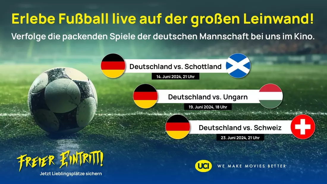 Fußball auf der großen Leinwand in UCI Kinos / Familienfreundliches Public Viewing der Gruppenphase ab 14. Juni - Bild: presseportal.de
