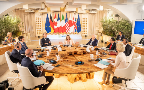 Die Staats- und Regierungschefs aus den sieben Industrienationen USA, Kanada, Großbritannien, Frankreich, Italien, Deutschland und Japan treffen sich im italienischen Borgo Egnazia bei Bari zu ihrem jährlichen Gipfel. - Foto: Michael Kappeler/dpa