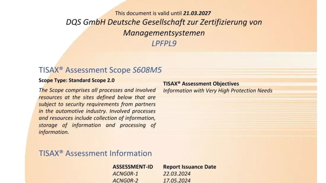 Informationssicherheit in der Automobilindustrie: Prüfdienstleister DQS unterzieht sich TISAX®-Assessment - Bild: presseportal.de