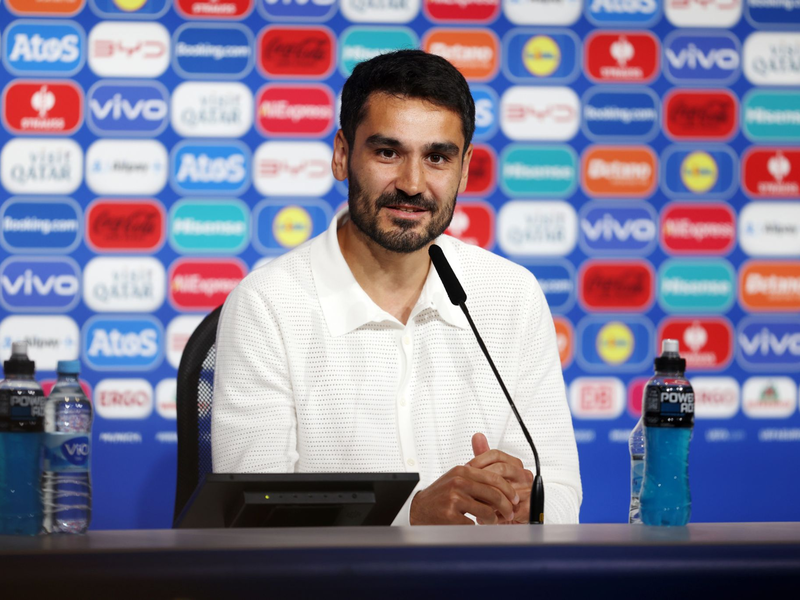 Ilkay Gündogan bei der Pressekonferenz vor dem EM-Auftakt gegen Schottland. - Foto: Jasmin Walter/Uefa Handout/PA Media/dpa
