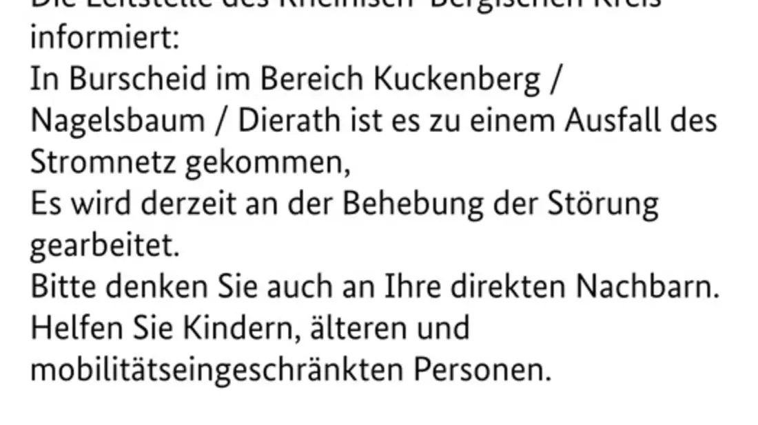 FW Burscheid: Beschädigte Gasleitung sorgt für Großeinsatz und Stromausfall - Bild: presseportal.de
