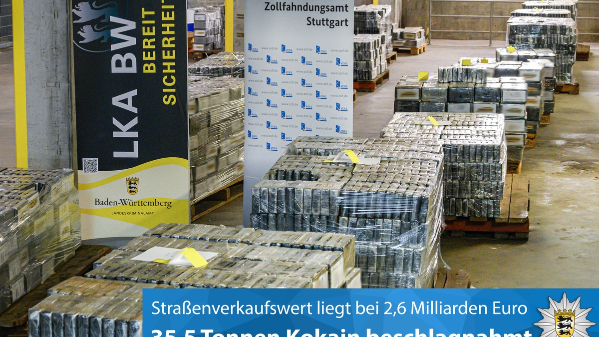 LKA-BW: Gemeinsame Pressemitteilung der ZeOS NRW, des Zollkriminalamtes (ZKA), des Zollfahndungsamtes Stuttgart und des Landeskriminalamtes Baden-Württemberg - Foto: presseportal.de