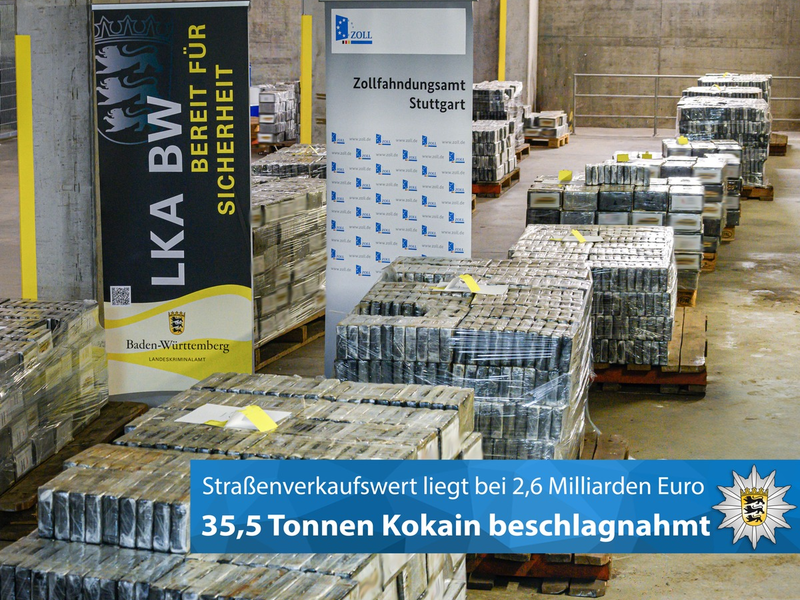 LKA-BW: Gemeinsame Pressemitteilung der ZeOS NRW, des Zollkriminalamtes (ZKA), des Zollfahndungsamtes Stuttgart und des Landeskriminalamtes Baden-Württemberg - Foto: presseportal.de