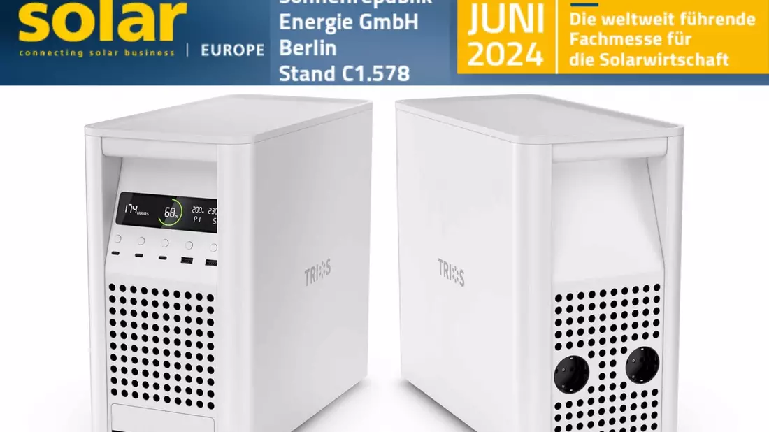 Sonnenrepublik GmbH auf der Intersolar 2024 in München / An unserem Stand C1.578 stellen wir unseren Universalspeicher TRIOS und weitere Neuigkeiten vor - Bild: presseportal.de