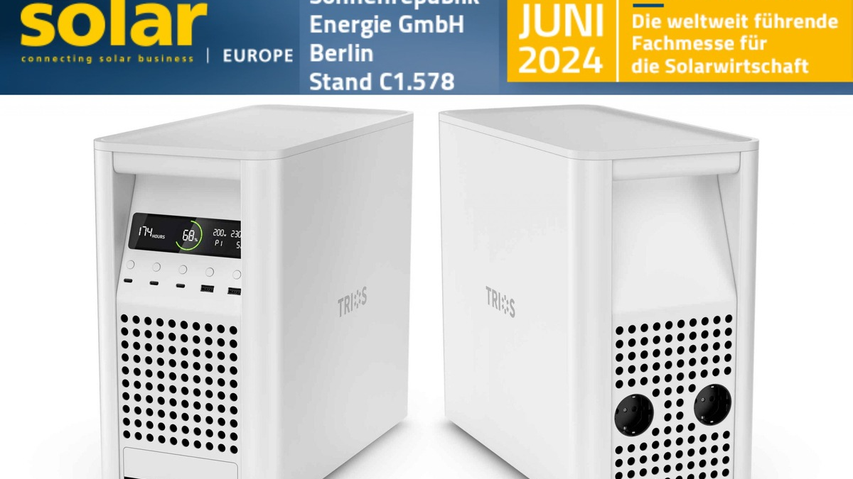 Sonnenrepublik GmbH auf der Intersolar 2024 in München / An unserem Stand C1.578 stellen wir unseren Universalspeicher TRIOS und weitere Neuigkeiten vor - Foto: presseportal.de