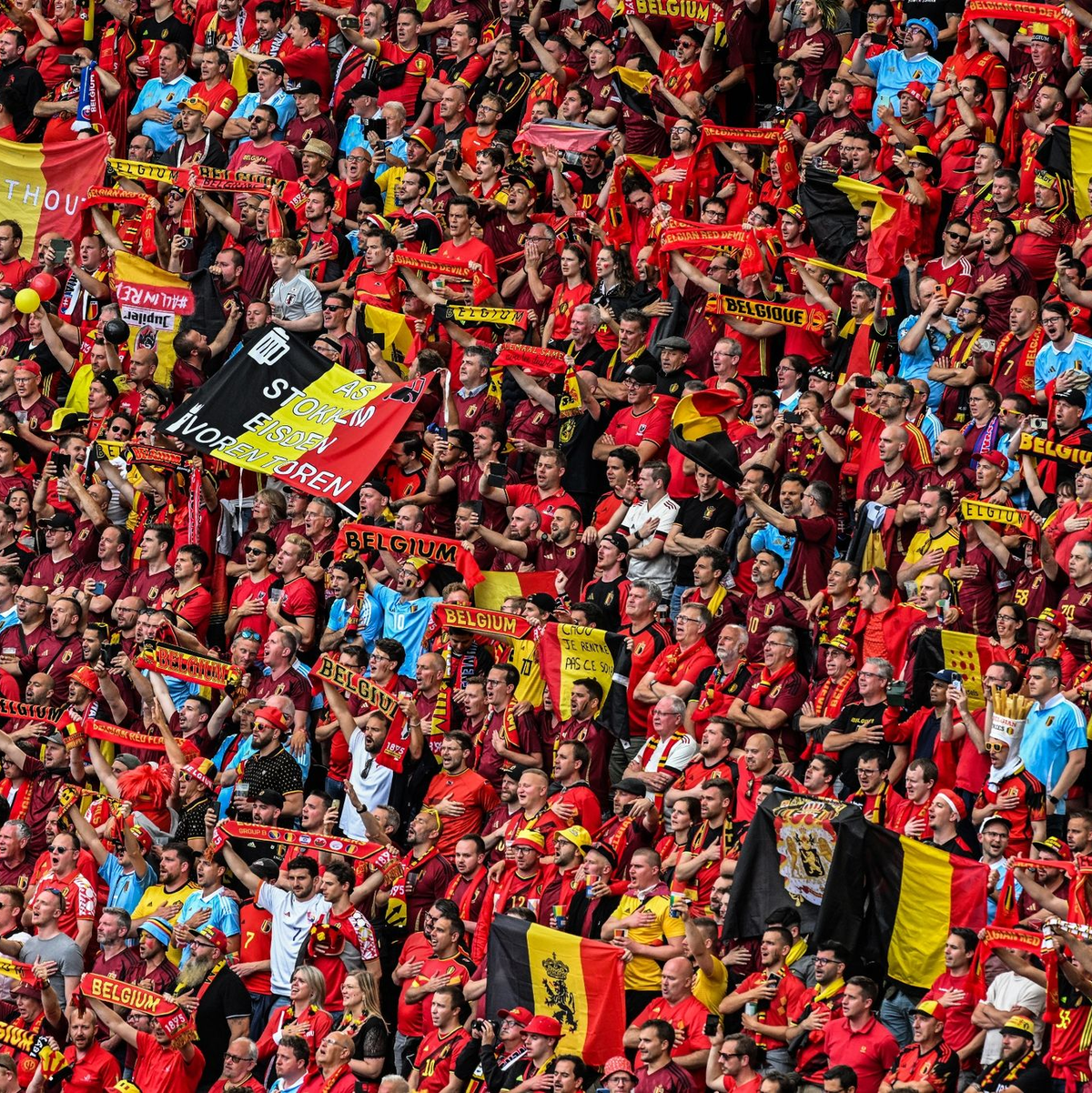 Die belgischen und die slowakischen Fans sorgten für eine gute Stimmung in Frankfurt. - Foto: Swen Pförtner/dpa