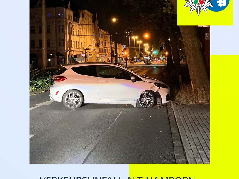 POL-DU: Alt-Hamborn: Alkoholisierter Autofahrer kollidiert mit einem Baum - Foto: presseportal.de