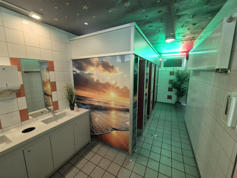 Blick in einen Toilettenbereich der Hellweg Realschule in Unna-Massen. - Foto: Sascha Thelen/dpa