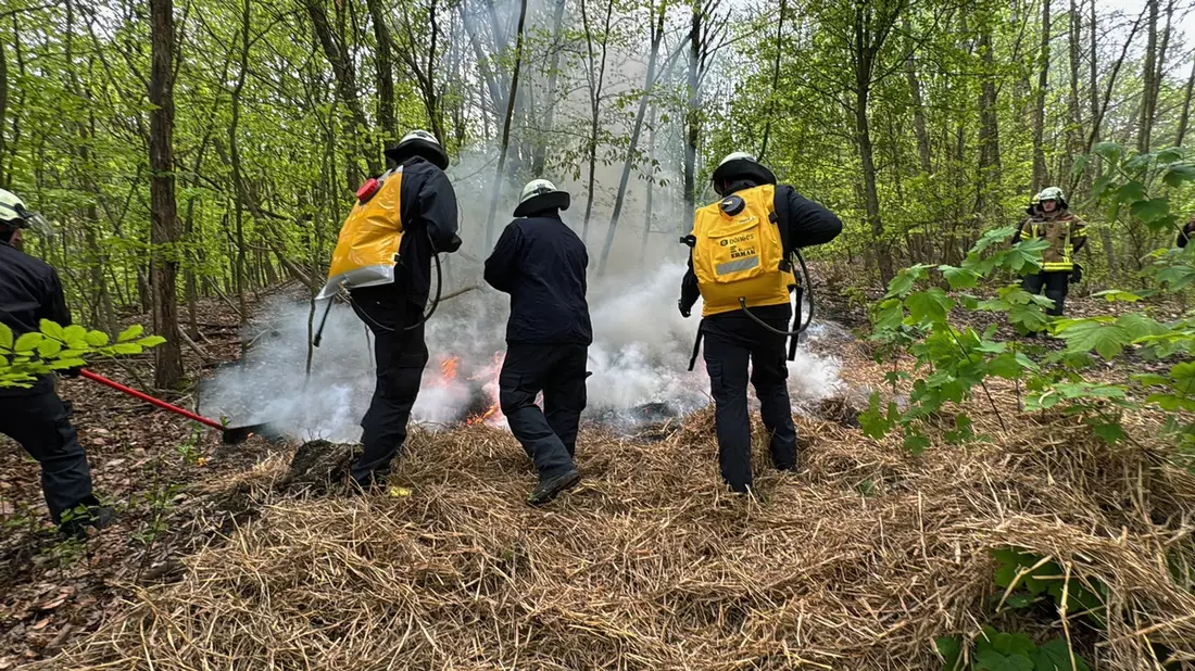 FW-EN: Waldbrandübung - Erst Theorie dann Praxis im Wald - Bild: presseportal.de