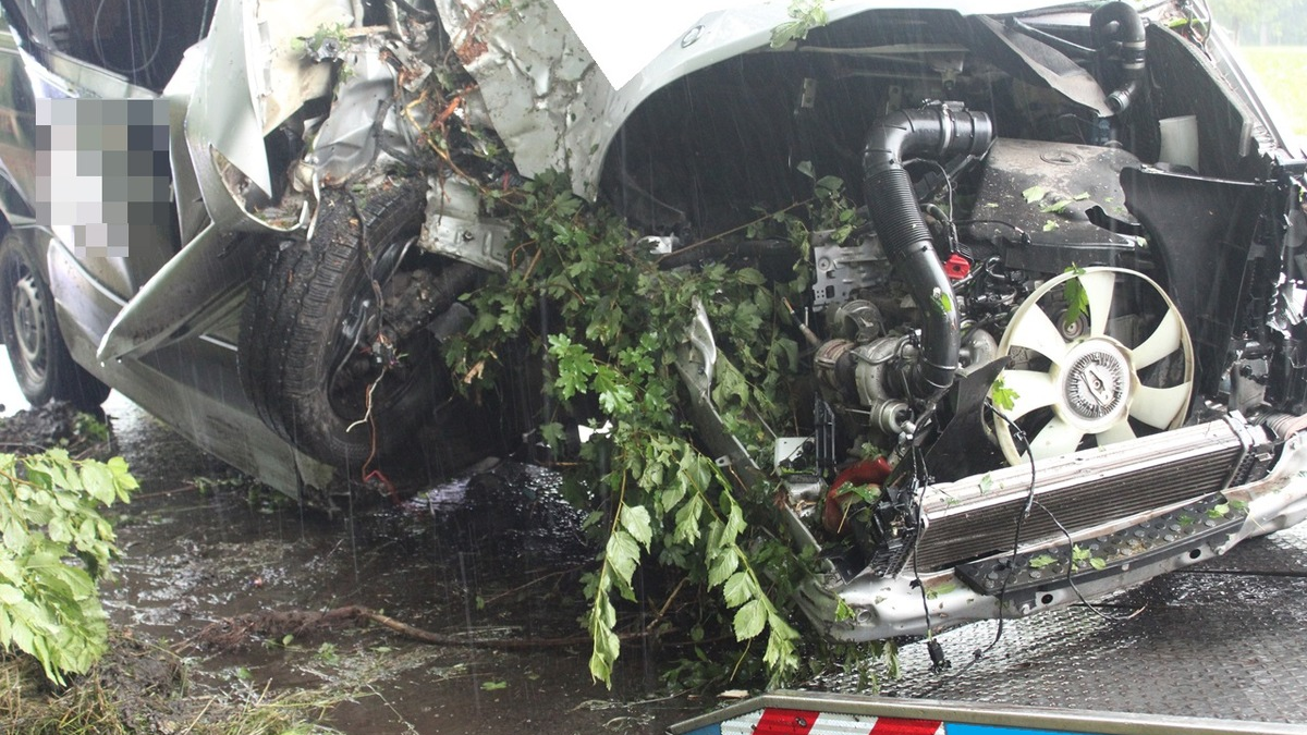 POL-MI: Sprinter kracht gegen Baum - Foto: presseportal.de