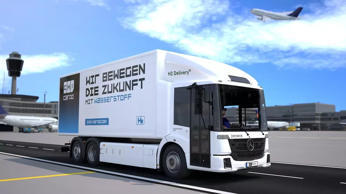 EVENT: Wasserstoff bewegt - nachhaltige Logistik am Flughafen Frankfurt / CHI setzt auf Wasserstoff und bringt H2-LKW von ENGINIUS in den Praxiseinsatz am Flughafen Frankfurt - Bild: presseportal.de