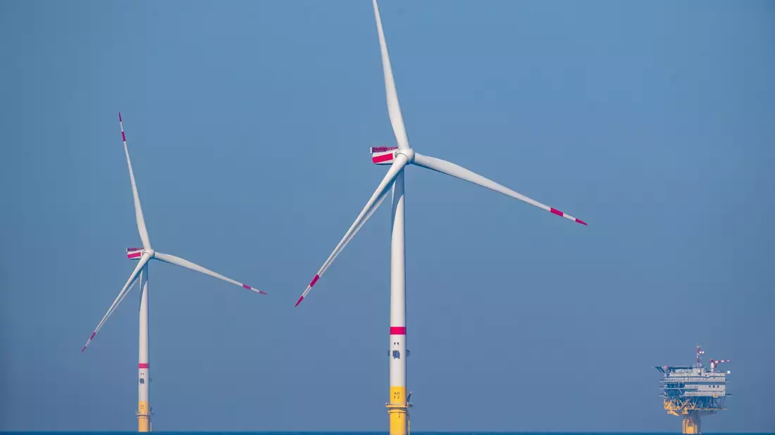 Die Nachfrage nach Offshore-Windrechten steigt. Rund 120 Kilometer nordwestlich von Helgoland sollen zwei neue Windparks entstehen. - Bild: Stefan Sauer/dpa