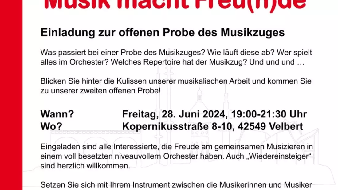 FW-Velbert: Offene Probe des Musikzugs der Feuerwehr Velbert - Bild: presseportal.de