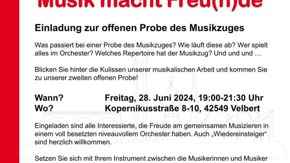 FW-Velbert: Offene Probe des Musikzugs der Feuerwehr Velbert - Foto: presseportal.de