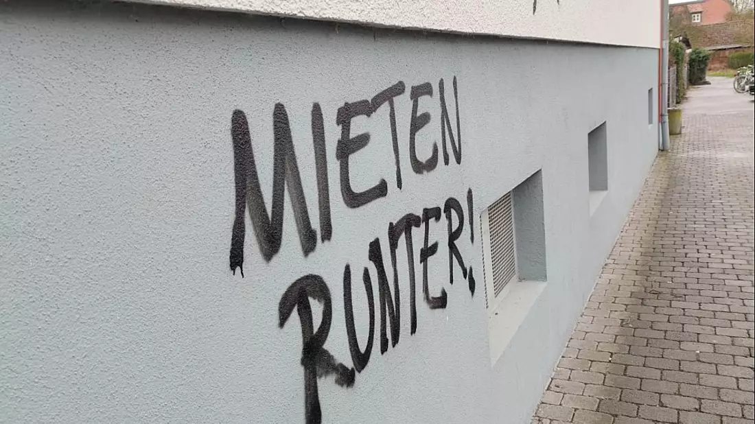 Graffiti mit Schriftzug Mieten runter (Archiv) - Bild: über dts Nachrichtenagentur