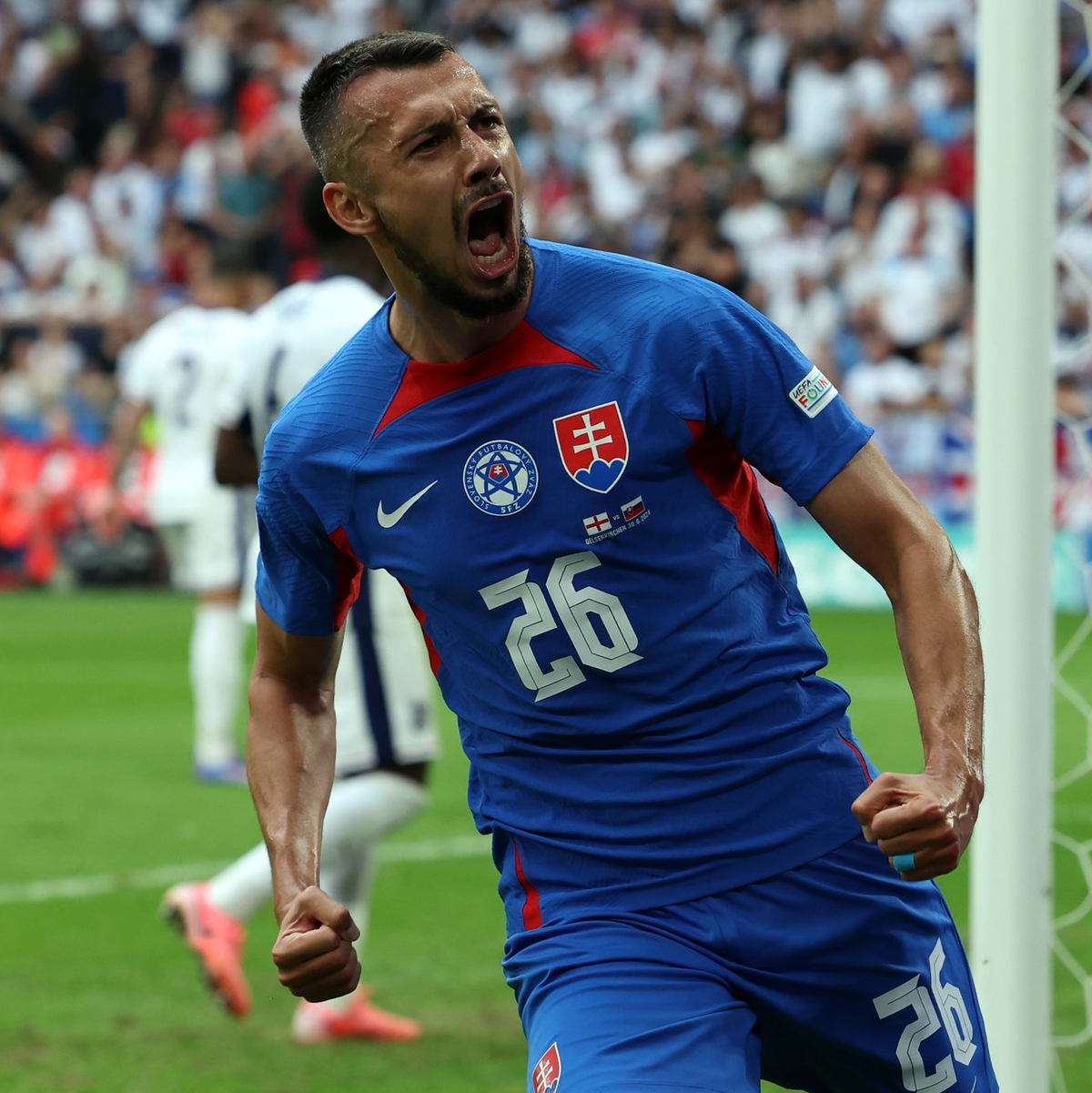 Ivan Schranz hatte die Slowakei in Führung gebracht. - Foto: Friso Gentsch/dpa