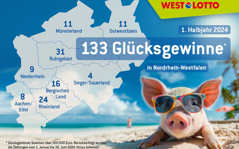 Bereits 25 Millionäre in diesem Jahr / WestLotto-Gewinnerbilanz für Januar bis Juni - Foto: presseportal.de