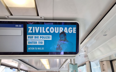POL-DA: Darmstadt: Sichere Innenstadt/AKTION-TU-WAS - Initiative der Polizei für mehr Zivilcourage - Infotainment in Bussen und Bahnen der HEAG Mobilo - Foto: presseportal.de