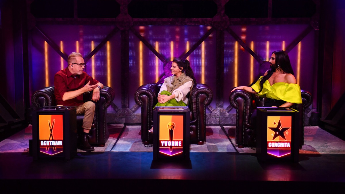 Bertram Engel Yvonne Catterfeld Conchita Wurst The Tribute - Die Show der Musiklegenden - Foto: Seven.One/ Julia Feldhagen, presseportal.de