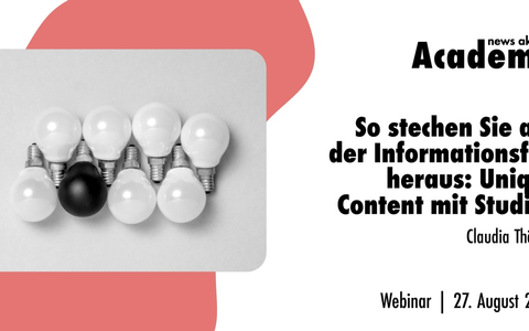 So stechen Sie aus der Informationsflut heraus: Unique Content mit Studien / Ein Online-Seminar der news aktuell Academy - Foto: presseportal.de