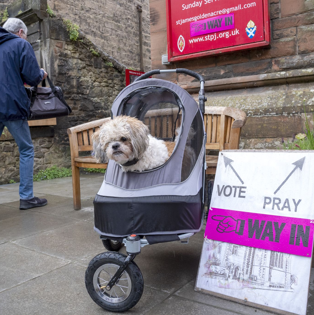 Die Menschen in Großbritannien gelten als besonders tierlieb und bringen ihre Hunde oft zum Wählen mit. - Foto: Jane Barlow/PA Wire/dpa