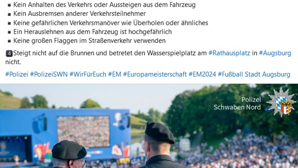 POL Schwaben Nord: Fußball-EM in Augsburg - Foto: presseportal.de