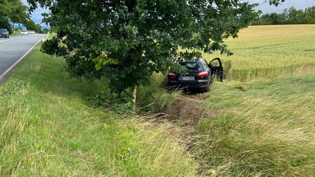 POL-HX: Ford kommt von der Fahrbahn ab und kollidiert mit Baum - Fahrer leicht verletzt - Foto: presseportal.de