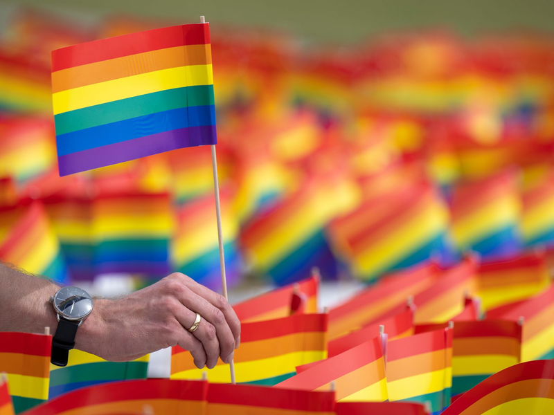 Auch gegen die Regenbogenfahne wurde bei den Vereinten Nationen schon protestiert. Sie symbolisiert Toleranz gegenüber allen Menschen, die sich nicht im traditionellen Rollenbild zwischen Mann und Frau sehen. (Archiv) - Foto: Monika Skolimowska/dpa