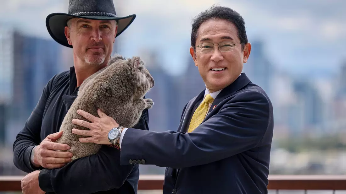 Auch viele Prominente, wie Japans Ministerpräsident Fumio Kishida, haben schon mit Koalas gekuschelt. (Archivbild) - Bild: Stefan Gosatti/Getty Pool via AP/dpa
