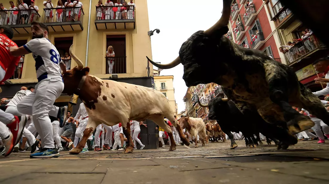 Die Stierkämpfe beim Sanfermín-Fest in Pamplona locken jedes Jahr Zehntausende an. - Bild: Alvaro Barrientos/AP
