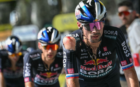 Primoz Roglic war auf der zwölften Etappe wenige Kilometer vor dem Ziel gestürzt. - Foto: Marco Bertorello/AFP/dpa Primoz Roglic war auf der zwölften Etappe wenige Kilometer vor dem Ziel gestürzt. - Foto: Marco Bertorello/AFP/dpa