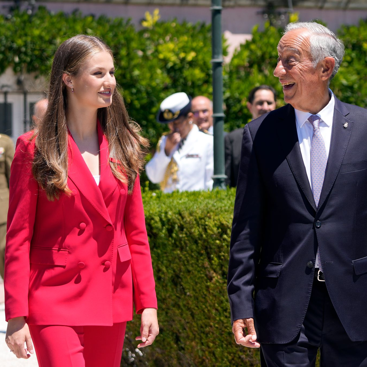 Leonor fühlte sich in Portugal «wie zu Hause». Sie traf unter anderem Portugals Präsident Marcelo Rebelo de Sousa. - Foto: Armando Franca/AP/dpa
