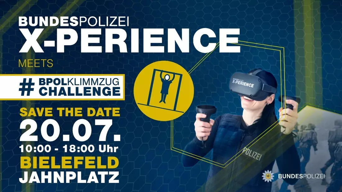 BPOL NRW: Los gehts! Bundespolizei mit VR-Brillen und Klimmzug-Challenge auf deutschlandweiter Informationstour - Bild: presseportal.de
